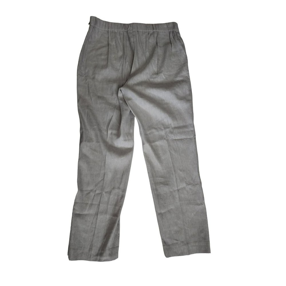 J.Jill Women's Gray Linen‎ Stretch Button-Hem Tapered Ankle Cropped Pants Small - Picture 3 of 14